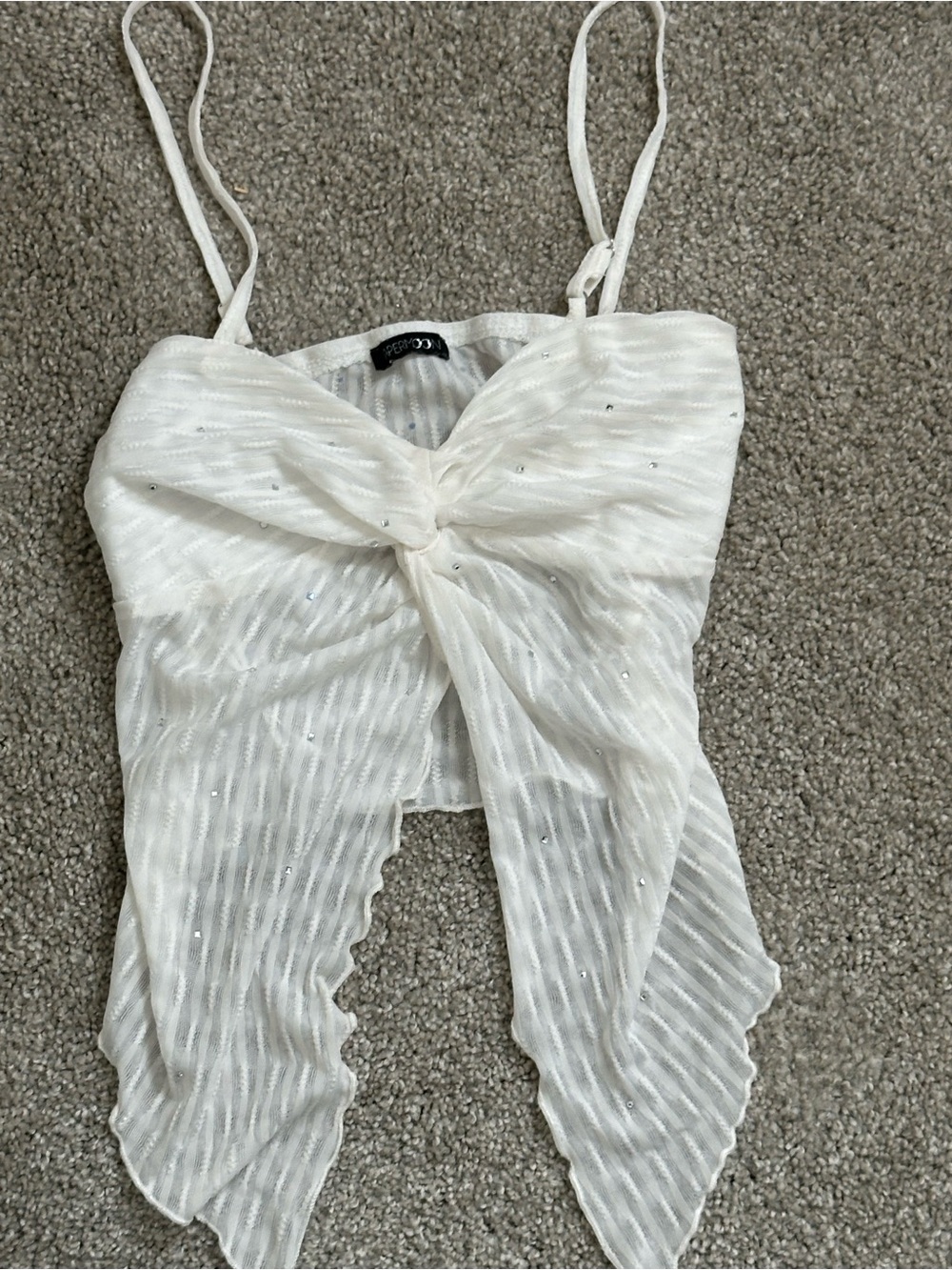 Papermoon White Sparkle Knotted Sheer Cami Top